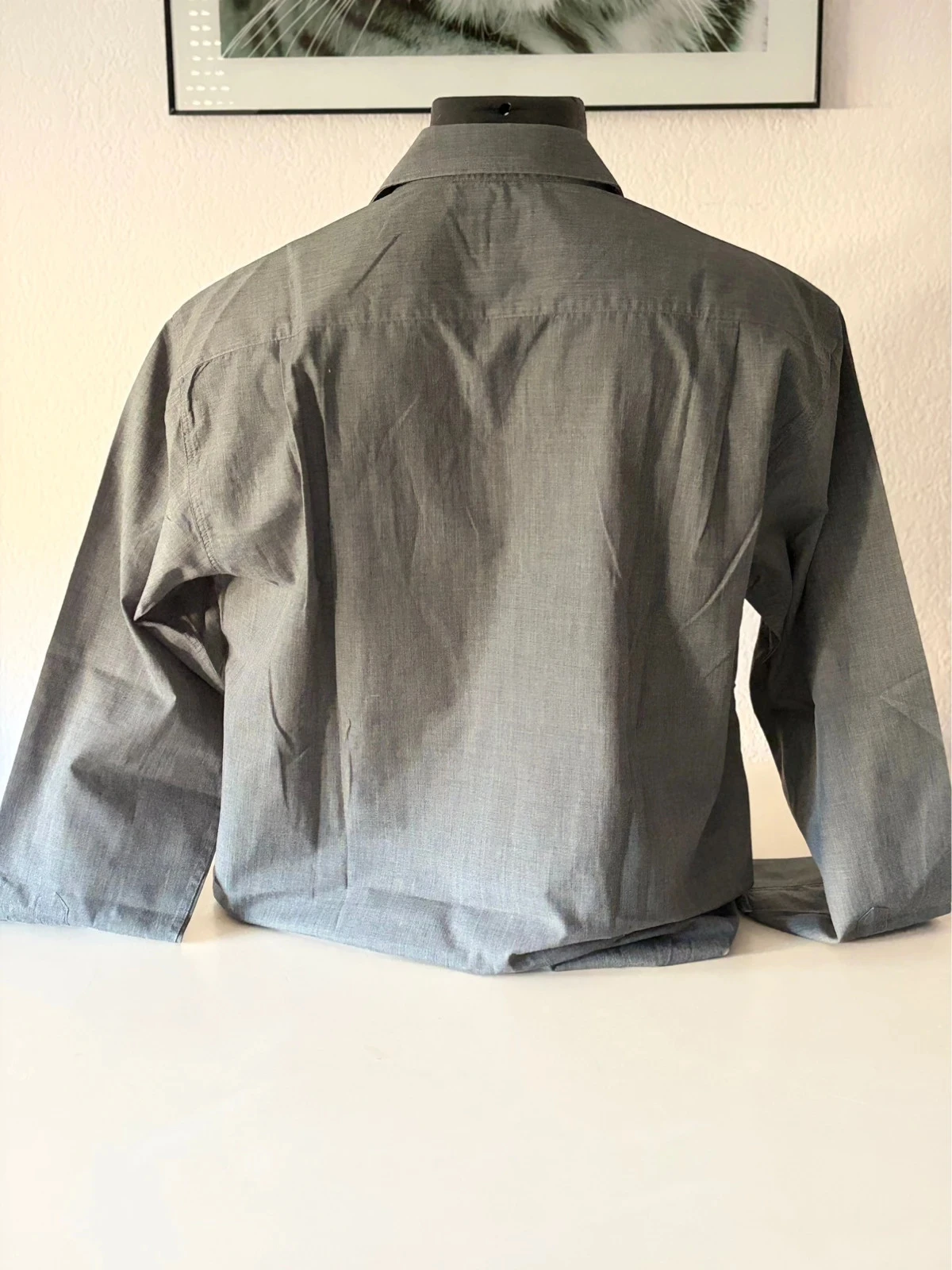 Men's Brice button down collar light blue heather long sleeve shirt size L – photo 8